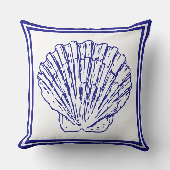 Schönes, sauberes Design, blaue Muschel Kissen (Vorderseite)