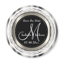 Schönes Save the Date in Silver & White Diamonds
