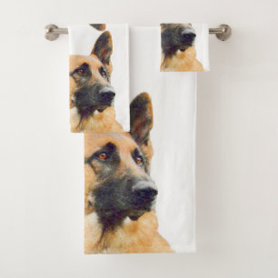Schönes Schäferhund-Foto Badhandtuch Set