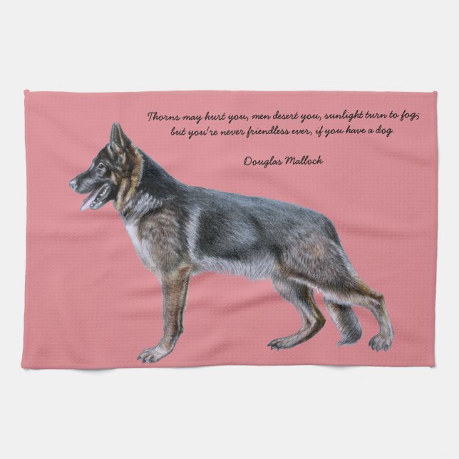 Schönes Schäferhundtuch mit Gedicht Geschirrtuch (Horizontal)