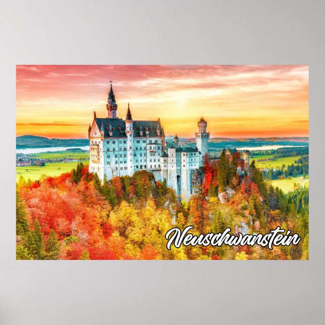 Schönes Schloss Neuschwanstein, Deutschland Poster (Vorne)