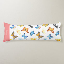 Schönes Schmetterlingsmuster mit Name Pink Cotton Seitenschläferkissen