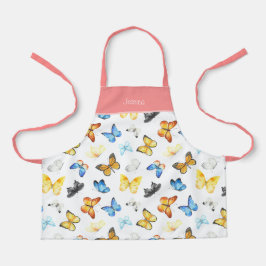 Schönes Schmetterlingsmuster mit Name Pink Küche Schürze