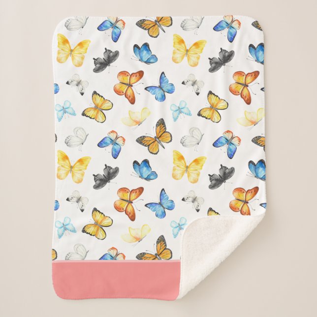 Schönes Schmetterlingsmuster mit Name Pink Sherpadecke (Vorderseite)