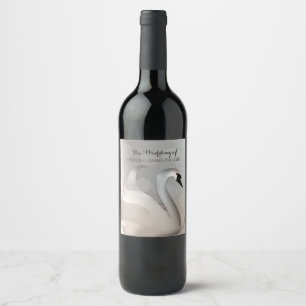 Schönes Schwan Weiß & Silber Eleganter Wine Weinetikett