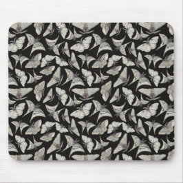 Schönes Schwarz Beige Motten Schmetterling Muster Mousepad