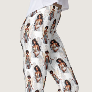 Schönes Schwarz Mädchen Engelsmuster Design Leggings