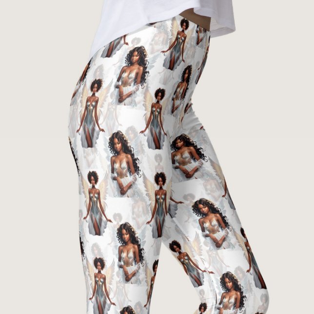 Schönes Schwarz Mädchen Engelsmuster Design  Leggings (Von Creator hochgeladen)