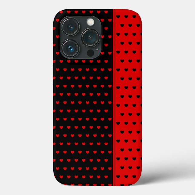 Schönes schwarz-rotes Herz Muster iPhone Case (Rückseite)