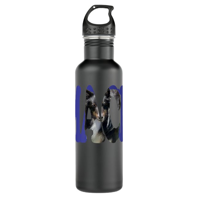 Schönes Schwarz-Sheltie-Bild in Word MAC Edelstahlflasche (Vorderseite)