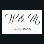 Schönes Schwarz und Weiß Rechteckiger Aufkleber<br><div class="desc">Die perfekte Aufkleber für Hochzeitskunst,  dieses Produkt hat ein Schwarz-Weiß-Muster. Der schwarze Schriftart auf weißem Hintergrund ist in der Mitte mit dem darunter liegenden Hochzeitstermin. Wählen Sie aus verschiedenen Formen. Personalisieren Sie Ihre noch heute!</div>