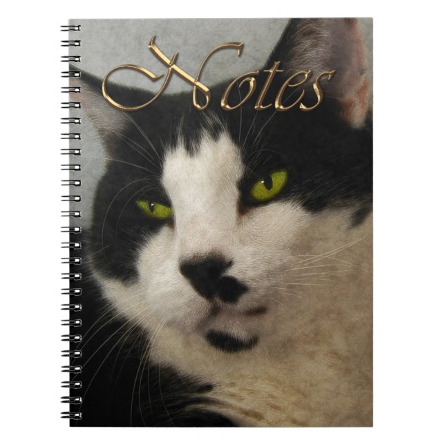 Schönes Schwarz-Weiß Cat Art Portrait Notizblock (Vorderseite)
