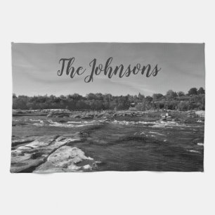 Schönes Schwarz-Weiß-Foto des James River Küchentuch