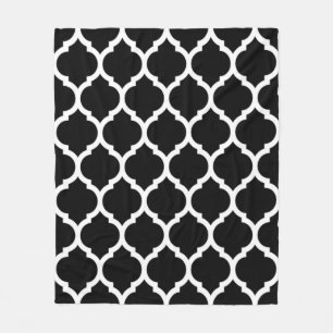 Schönes Schwarz-weißes marokkanisches Quatrefolien Fleecedecke