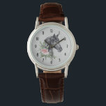 Schönes Schwarzes Pferd Kopf Portrait Wasserfarbe Armbanduhr<br><div class="desc">Eine Armbanduhr mit schöner Abbildung eines schwarzen Pferdekopfes mit extravaganter Blumenverzierung am Hals. Elegante und klassische Tiermalerei. Grauer Hintergrund.</div>