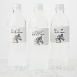 Schönes Schwarzes Pferd Kopf Wasserfarbe Geburtsta