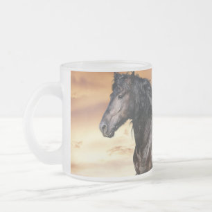 Schönes Schwarzes Pferd Mattglastasse
