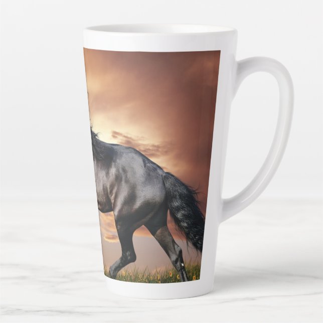 Schönes Schwarzes Pferd Milchtasse (Rechts)