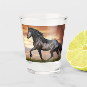 Schönes Schwarzes Pferd Schnapsglas