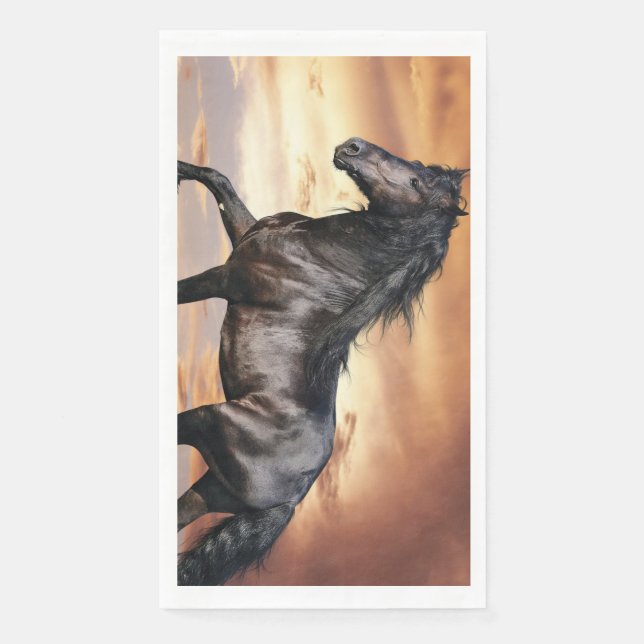 Schönes Schwarzes Pferd Serviette (Vorderseite)