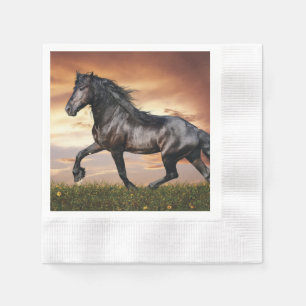 Schönes Schwarzes Pferd Serviette