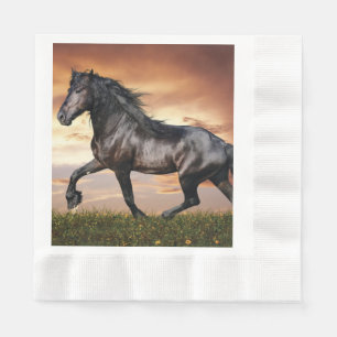 Schönes Schwarzes Pferd Serviette