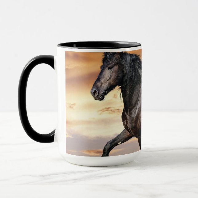 Schönes Schwarzes Pferd Tasse (Links)