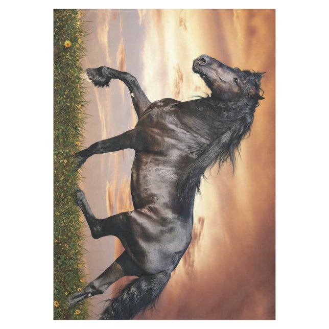 Schönes Schwarzes Pferd Tischdecke (Vorderseite)