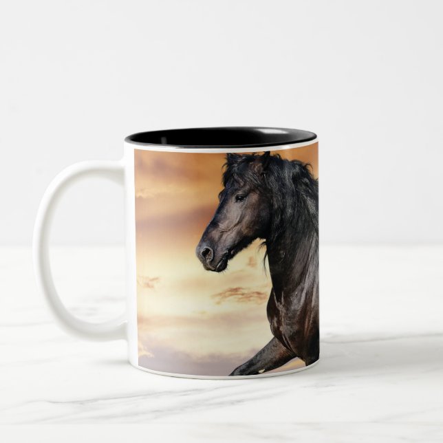 Schönes Schwarzes Pferd Zweifarbige Tasse (Links)