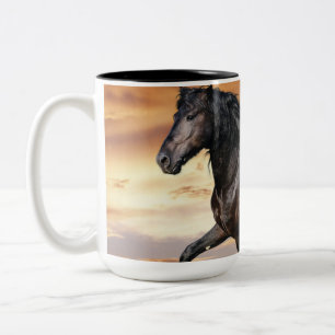 Schönes Schwarzes Pferd Zweifarbige Tasse