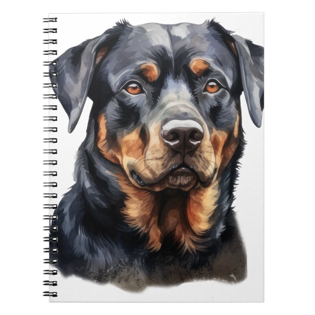 SCHÖNES SCHWARZES UND TAN ROTTWEILER HUND NOTIZBLOCK (Vorderseite)