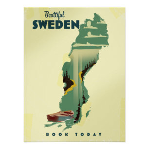 Schönes Schweden Reiseplakat Poster