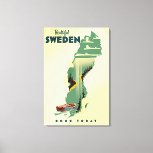 Schönes schwedisches Reiseplakat Leinwanddruck