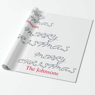 SCHÖNES SCRIPT FROHE WEIHNACHTEN PERSONALISIERTER GESCHENKPAPIER