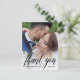 Schönes Script Overlay Wedding Foto Vielen Dank Postkarte (Stehend Vorderseite)