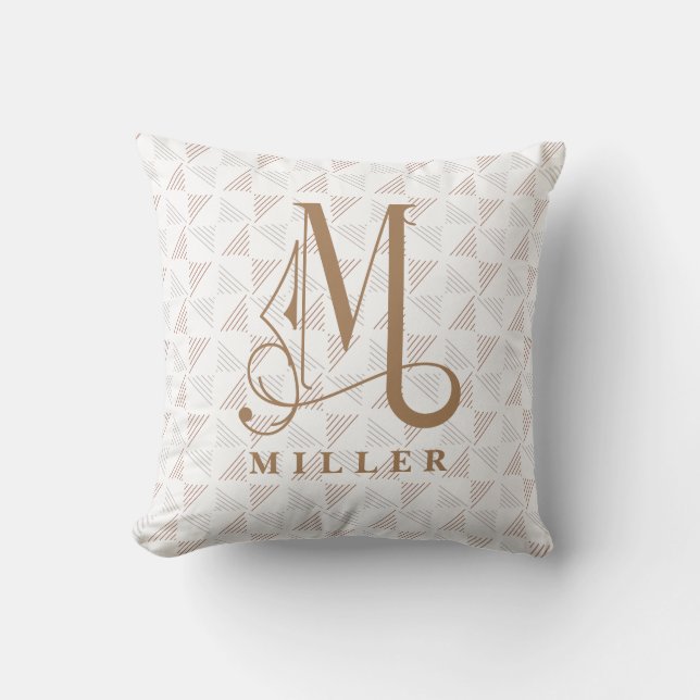 Schönes Scroll Monogram M Modern LIne Kissen (Vorderseite)