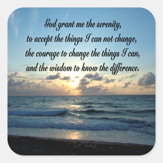 SCHÖNES SERENITY PRAYER OCEE FOTO QUADRATISCHER AUFKLEBER (Vorderseite)