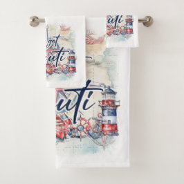 Schönes Set im Badezimmer Handtuch