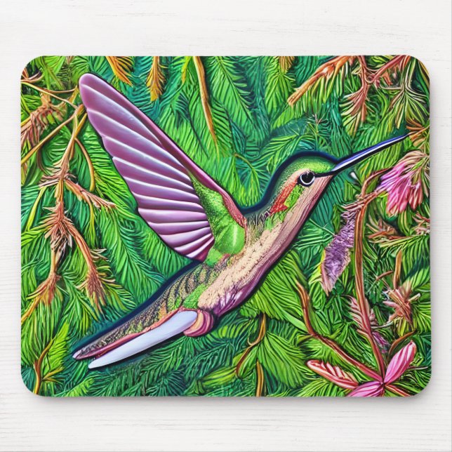 Schönes Shabby Chic Klein Hummingbird. Mousepad (Vorne)