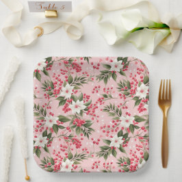 Schönes Shabby Chic Rosa Weihnachten Pappteller