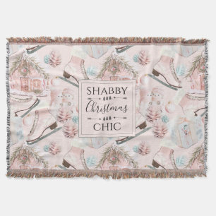 Schönes Shabby Chic Rosa Weihnachtsmuster Decke