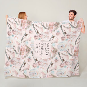 Schönes Shabby Chic Rosa Weihnachtsmuster Fleecedecke