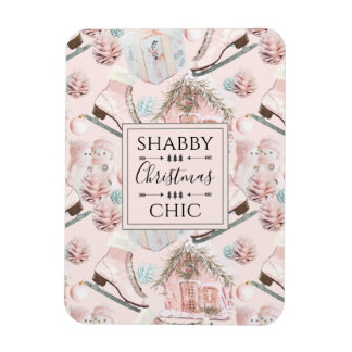Schönes Shabby Chic Rosa Weihnachtsmuster Magnet
