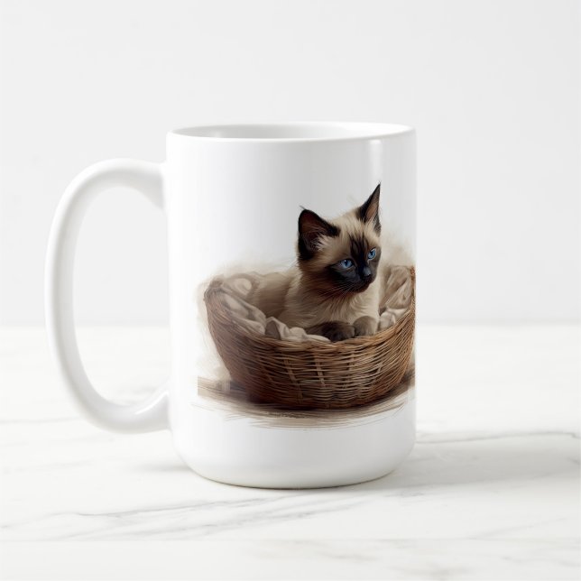 SCHÖNES SIEGEL PUNKT SIAMESISCHE KÜCHE IN BASKET KAFFEETASSE (Links)