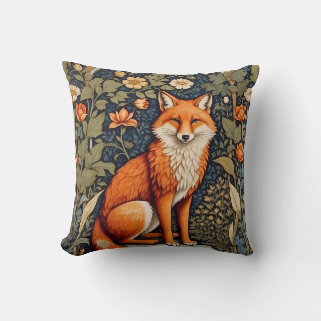 Schönes Sitzen Red Fox William Morris Inspiriert Kissen (Vorderseite)