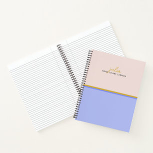 Schönes Skript blauviolett und goldenes Herz Notizbuch