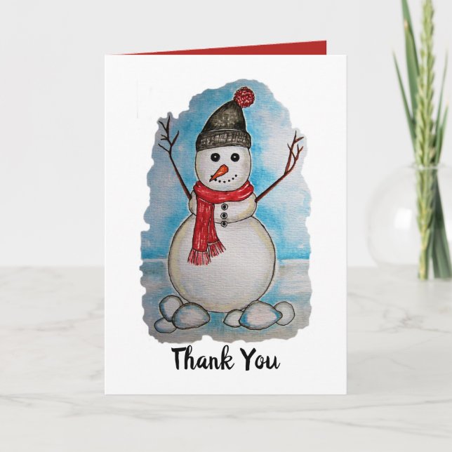 Schönes Snowman-Aquarelldesign Feiertagskarte (Vorderseite)