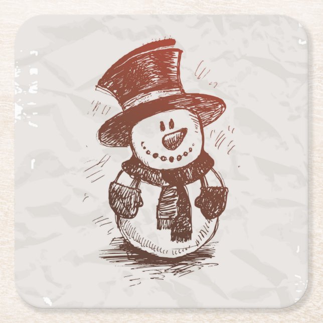Schönes Snowman Sketch Untersetzer Set (Vorderseite)