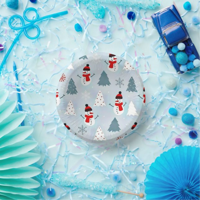 Schönes Snowman Weihnachtsbaum Weihnachtsbaum Part Pappteller (Party)