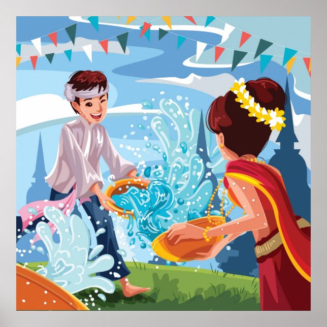 Schönes Songkran Festival Poster (Vorne)